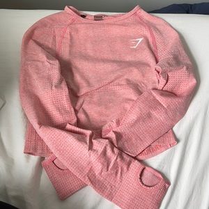 Coral Gymshark Seamless Long Sleeve Crop Top